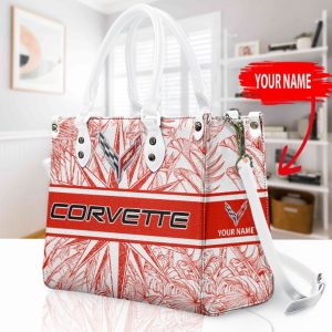 Corvette All Over Print Custom Name Vintage Leather Handbag VS3