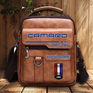 Camaro Custom Name Men Leather Crossbody Bag, Cell Phone Purse, Zipper Shoulder Bag VS03