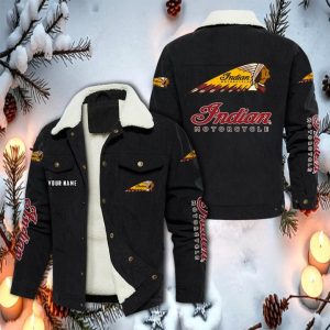 Indian Motorcycle Custom Name Casual Winter Corduroy Jacket VS3