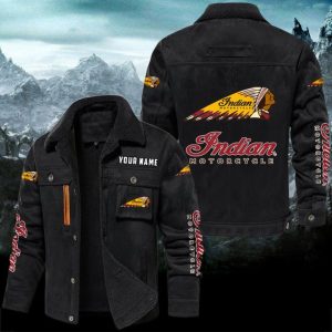 Indian Motorcycle Custom Name Casual Winter Corduroy Jacket VS4
