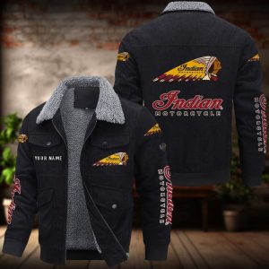 Indian Motorcycle Custom Name Casual Winter Corduroy Jacket VS2