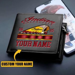 Indian Motorcycle Custom Name Casual Leather Wallet VS23