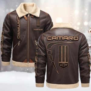 Camaro Custom Name Designed Casual Winter Leather Jacket VS47