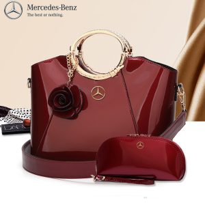 2022 MCB Bright Platinum Leather Handbag with Free Matching Wallet