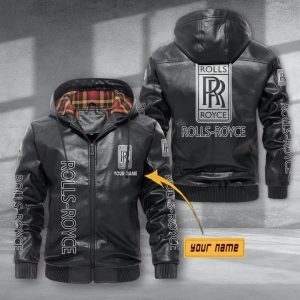 Rolls-Royce Custom Name Designed Casual Winter Leather Jacket VS2