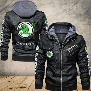 Skoda Designed Casual Winter Leather Jacket VS05