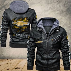 Chevrolet Silverado Designed Casual Winter Leather Jacket VS02