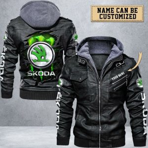 Skoda Custom Name Designed Casual Winter Leather Jacket VS04