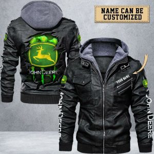 John Deere Custom Name Designed Casual Winter Leather Jacket VS02