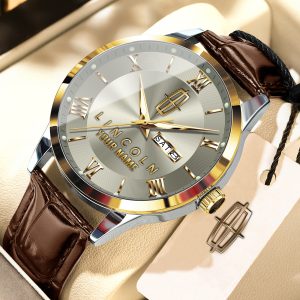 Lincoln Custom Name Elegant Fashion Design Leather Men Watch VS86A