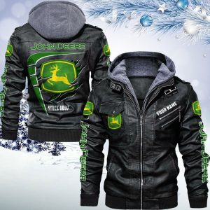 John Deere Custom Name Designed Casual Winter Leather Jacket VS05