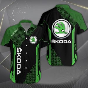 Skoda Custom Name Design Multicolor Button Shirt VS04