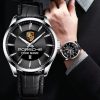 Porsche Custom Name Casual Design Men Leather Strap Quartz Watch VS92A