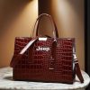 Jeep Vintage Crocodile Pattern Large Capacity Leather Handbag VS52B