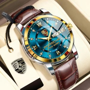 Porsche Custom Name Casual Business Leather Men Watch VS87D