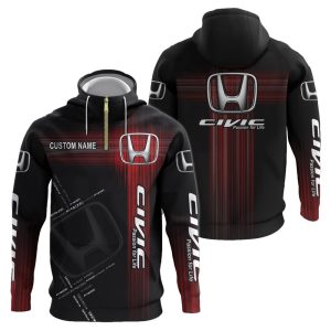 Honda Custom Name Half Zipper Hoodie, Tshirt, Sweatshirt VS03
