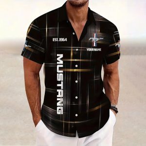 Mustang Custom Name Short SleeveTurndown Button Up Hawaiian Shirt VS08