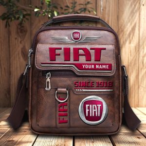 Fiat Custom Name Men Leather Crossbody Bag, Cell Phone Purse, Zipper Shoulder Bag VS01