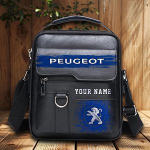 Peugeot Custom Name Men Leather Crossbody Bag, Cell Phone Purse, Zipper Shoulder Bag VS01