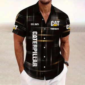 Caterpillar Custom Name Short SleeveTurndown Button Up Hawaiian Shirt VS08