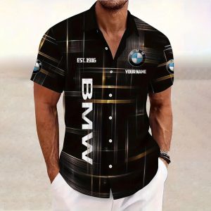 BMW Custom Name Short SleeveTurndown Button Up Hawaiian Shirt VS08