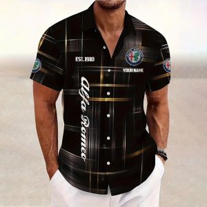 Alfa Romeo Custom Name Short SleeveTurndown Button Up Hawaiian Shirt VS08