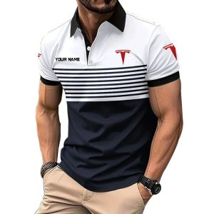 Tesla Custom Name Modern Fit Luxe Classic Polo Shirt VS05