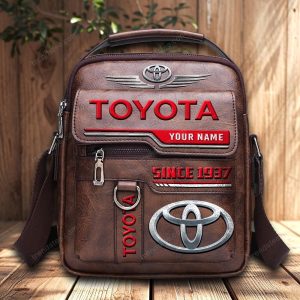 Toyota Custom Name Men Leather Crossbody Bag, Cell Phone Purse, Zipper Shoulder Bag VS01