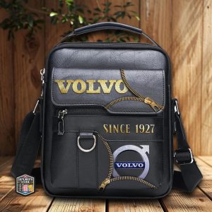 Volvo Men Leather Crossbody Bag, Cell Phone Purse, Zipper Shoulder Bag VS05