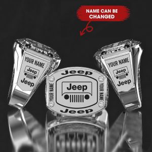 Jeep Personalized Sterling Silver Crystal Signet Men Ring VS4