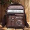 Mercedes-Benz Custom Name Men Leather Crossbody Bag, Cell Phone Purse, Zipper Shoulder Bag VS06