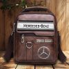 Mercedes-Benz Custom Name Men Leather Crossbody Bag, Cell Phone Purse, Zipper Shoulder Bag VS05