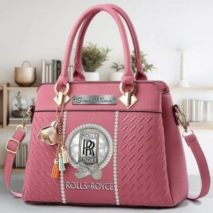 Rolls Royce All Over Print Custom Name Vintage Leather Handbag VS5